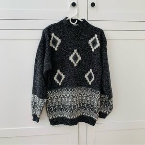 Vintage 80’s D.D. Sloane Wool Knit Grandpa Mock Neck Long Sleeve Sweatshirt L